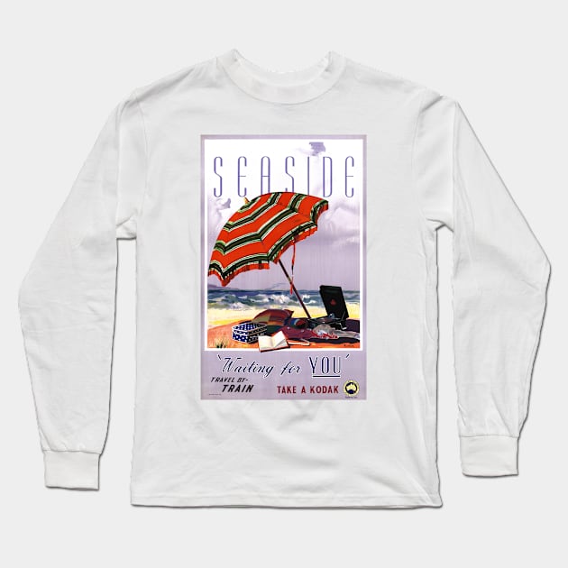 Vintage Travel Poster Seaside Waiting for You Australia Long Sleeve T-Shirt by vintagetreasure